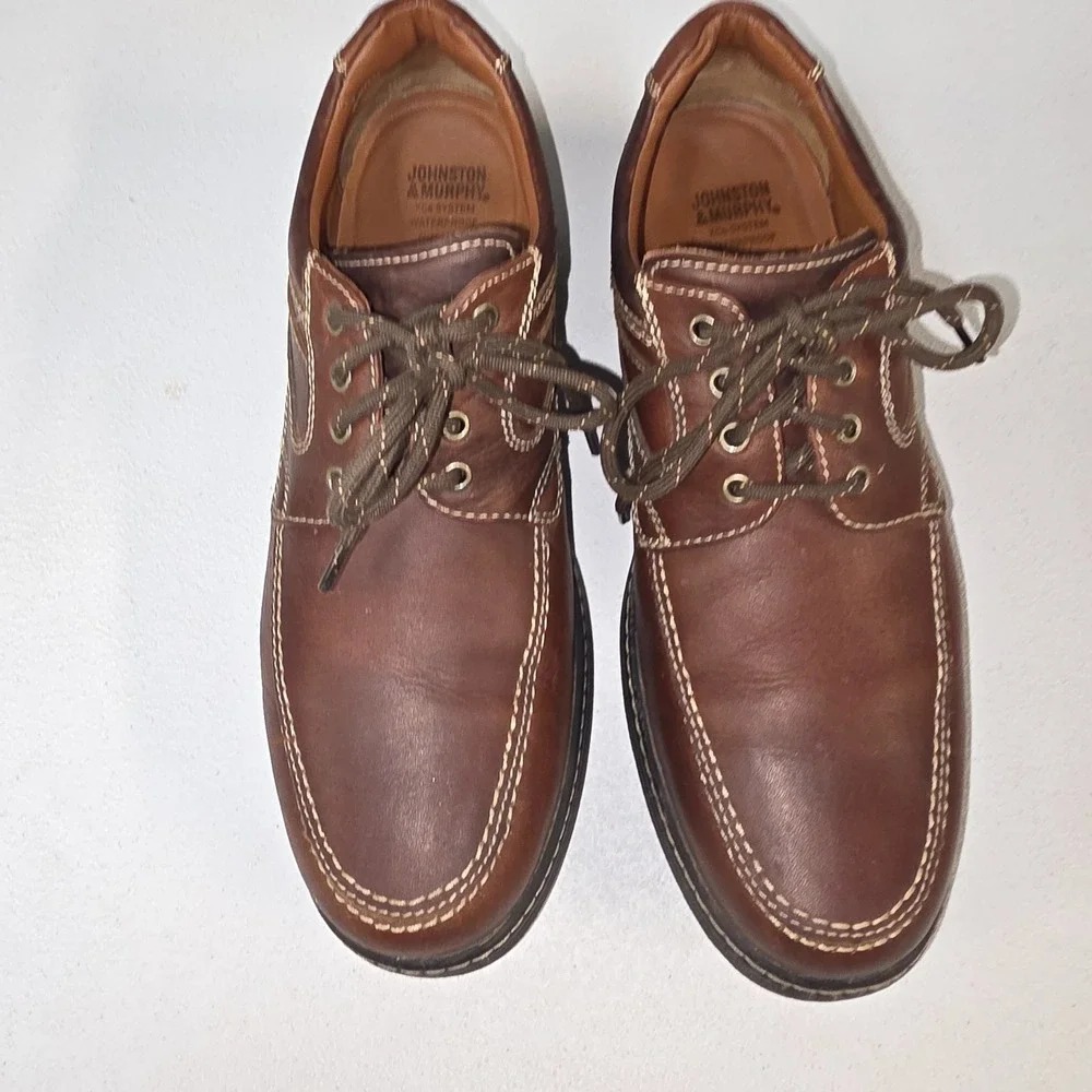 Johnston‎ & Murphy XC4 Shoes Mens Size 10 Brown Leather Waterproof Sneakers